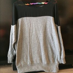 Gray Sweater with Sheer Top